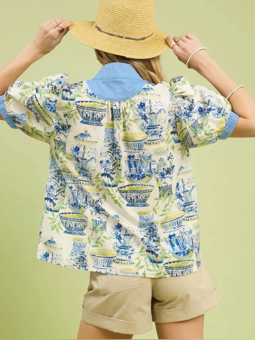 Umgee Abstract Print V-Neck Top - Picture 4 of 7